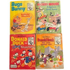Vintage Lot of 4 Big Little Books, Mickey, Donald, Bugs 60's-70's